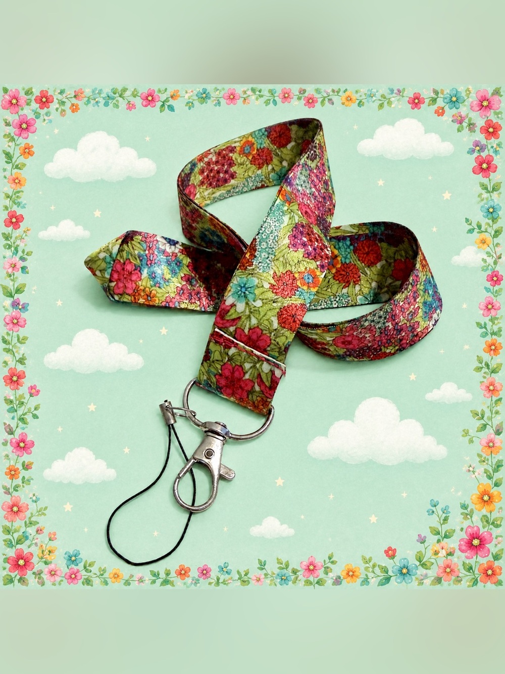 30” 🆕 Multicolor Garden Floral Lanyard ID Badge Key Holder